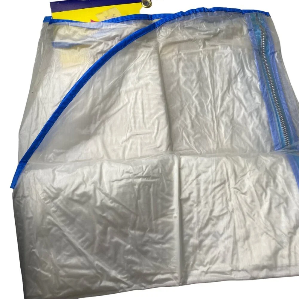 PP Frosty Clear Vinyl Dress Coat Garment Bag Zippered Cover All 22x54 Vtg 70s